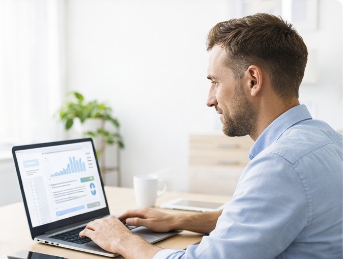 ZZP-ondernemer achter laptop aan het werk